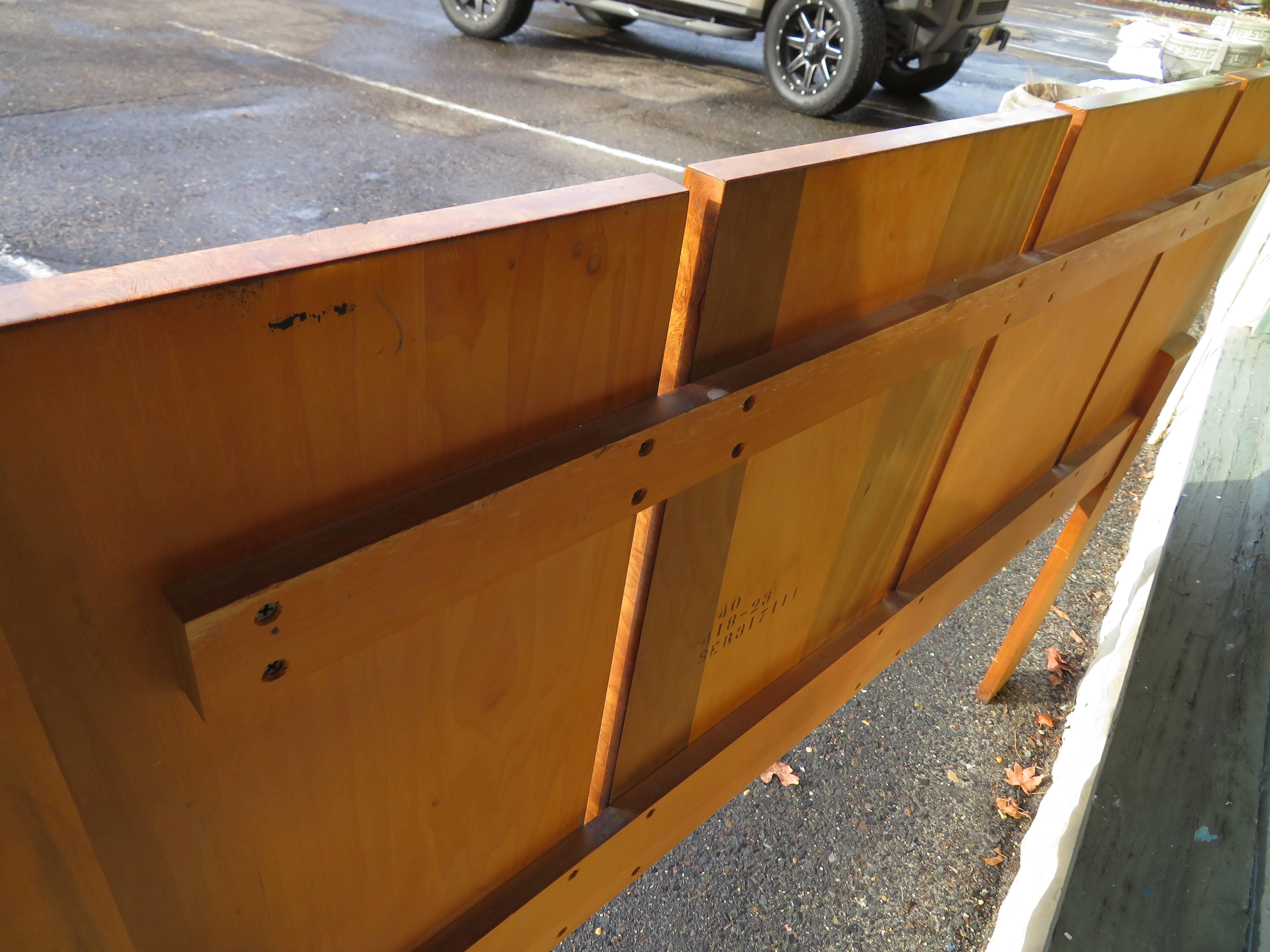 Late 20th Century Gorgeous Roland Carter for Lane Olive Wood Queen Size Headboard Midcentury 