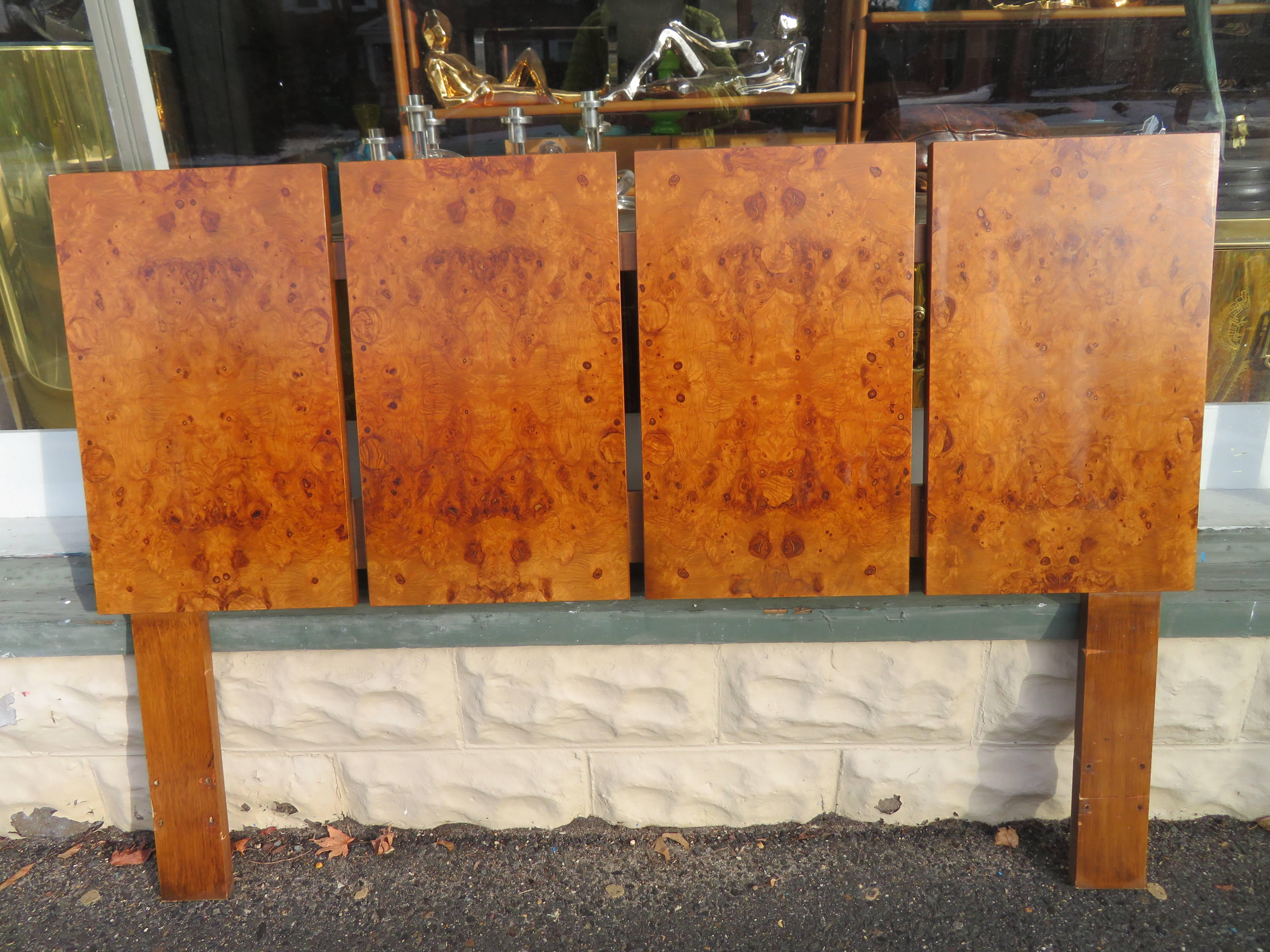 Gorgeous Roland Carter for Lane Olive Wood Queen Size Headboard Midcentury  1