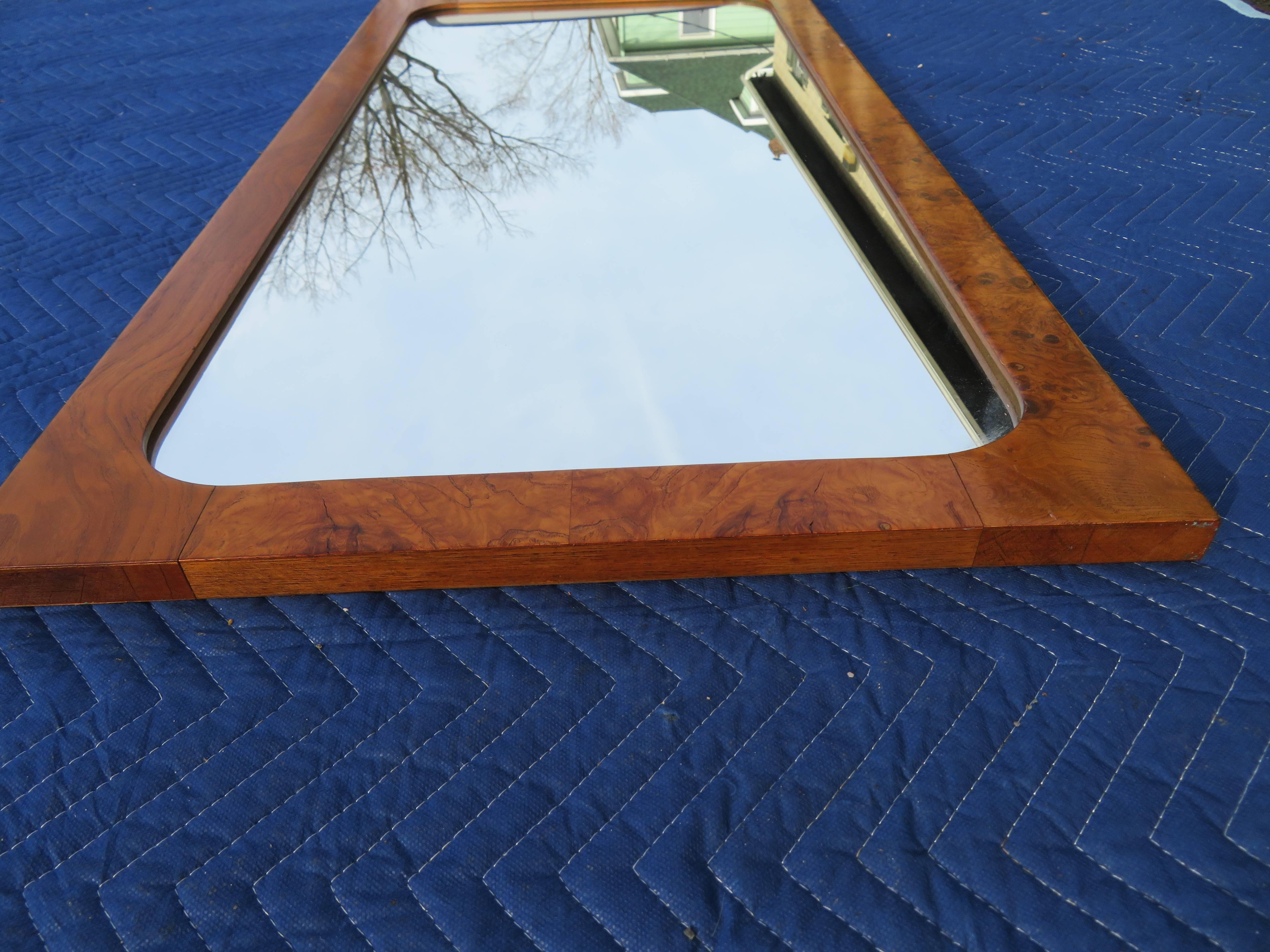 Late 20th Century Roland Carter for Lane Olive Wood Mirror Mid-Century Modern