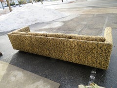 Wonderful Signed Milo Baughman Four-Seat Tuxedo Sofa Plinth Base Midcentury