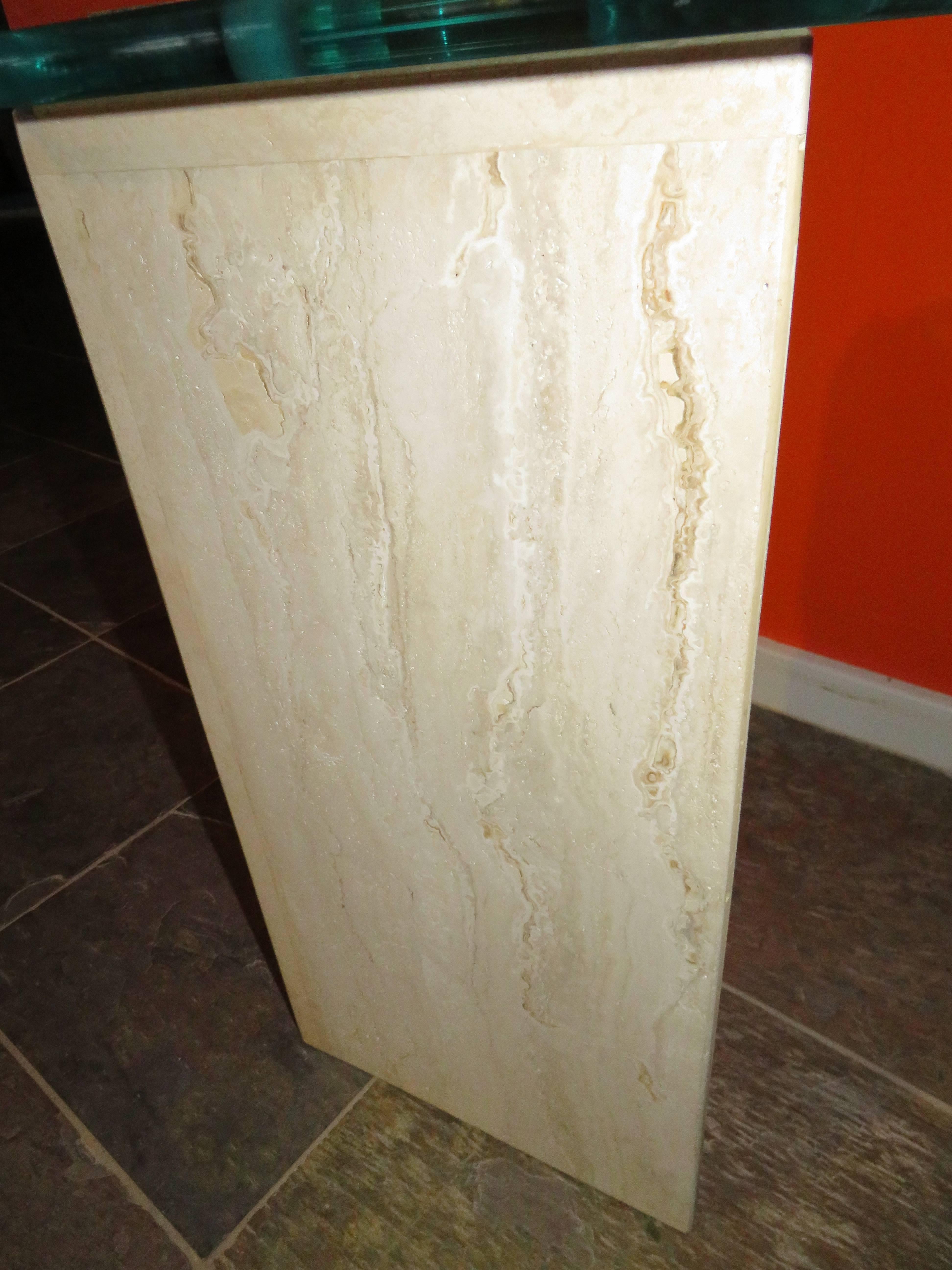 Late 20th Century Excellent Springer style Travertine Side or End Table, Midcentury For Sale
