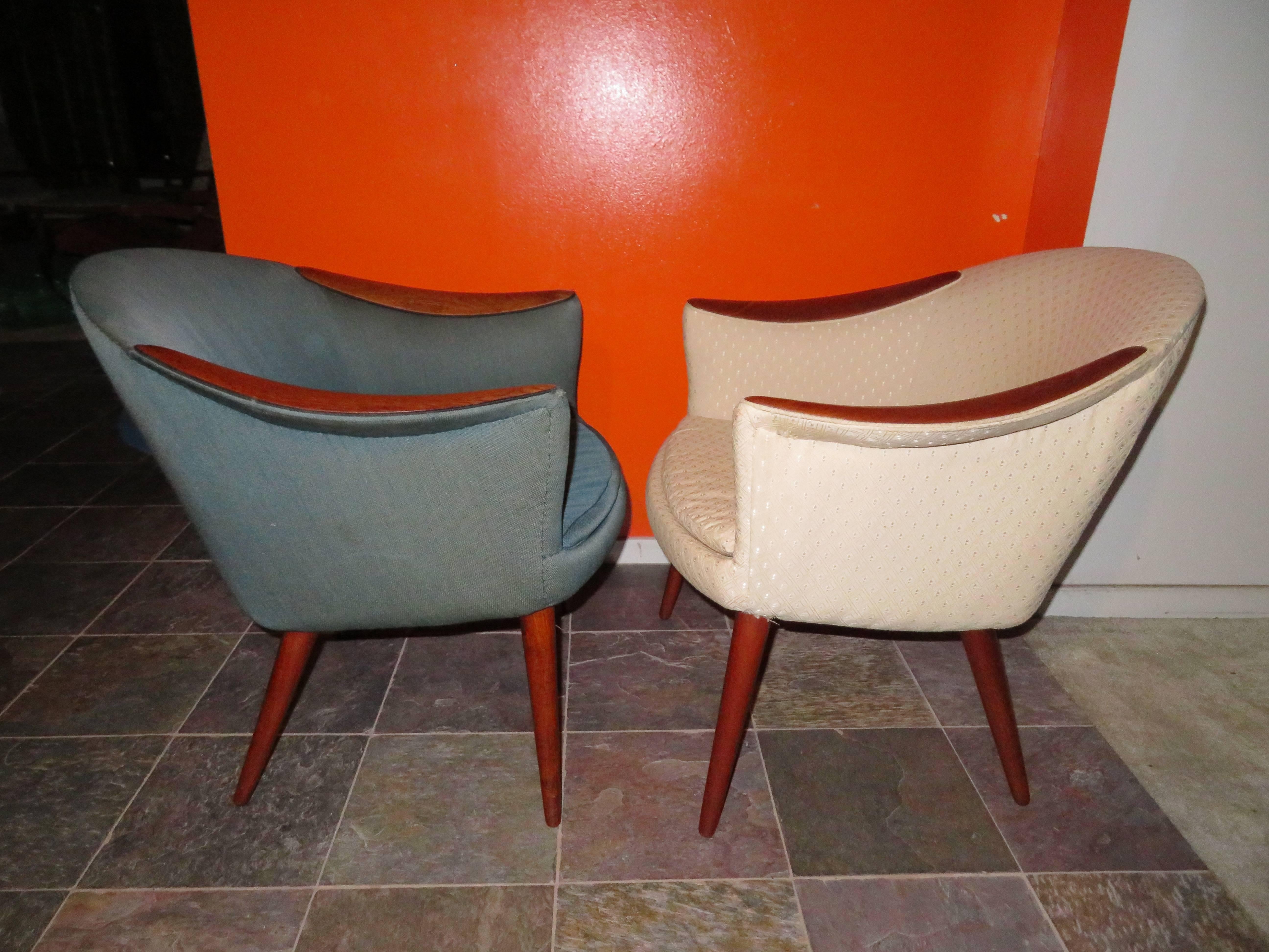 Wonderful Pair Danish Scoop Lounge Chairs in the Style of Nanna Ditzel For Sale 4