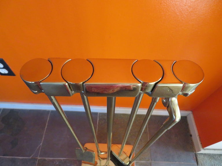 Stunning Slim Brass Fire Tools Mid Century Modern Fireplace At 1stdibs