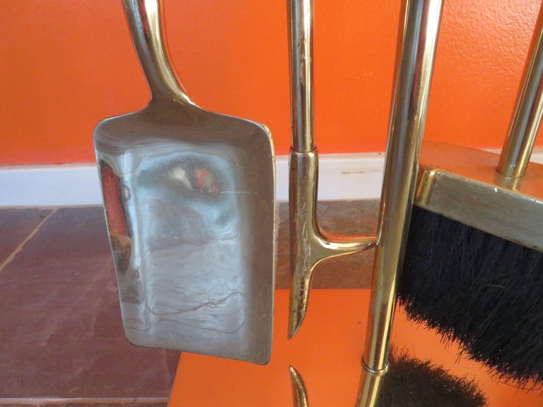 Stunning Slim Brass Fire Tools Mid Century Modern Fireplace At 1stdibs