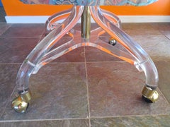 Stunning Lucite Rolling Stool Ottoman Mid-Century Modern