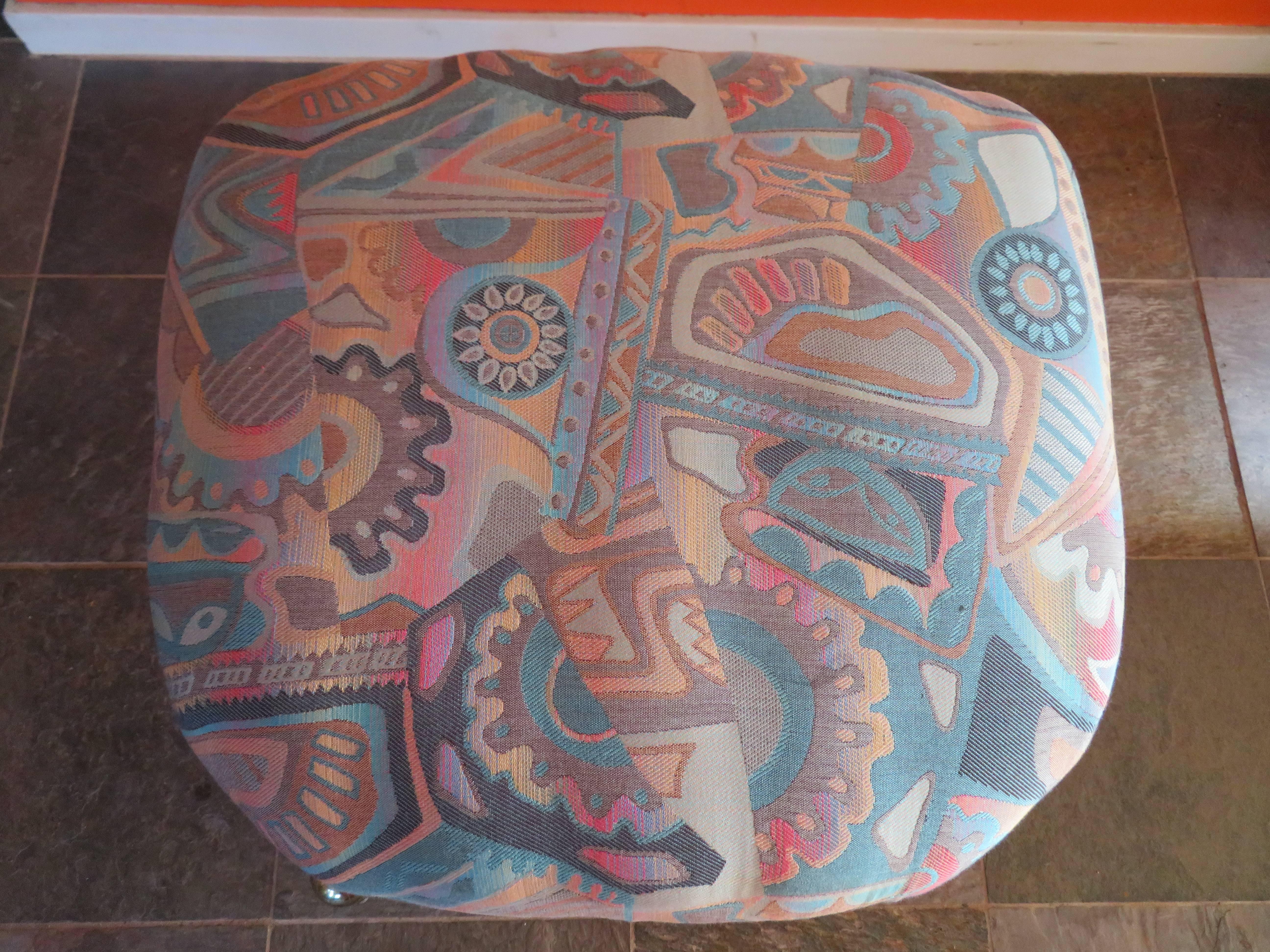 Hollywood Regency Superbe tabouret ottoman à roulettes en lucite mi-siècle moderne en vente