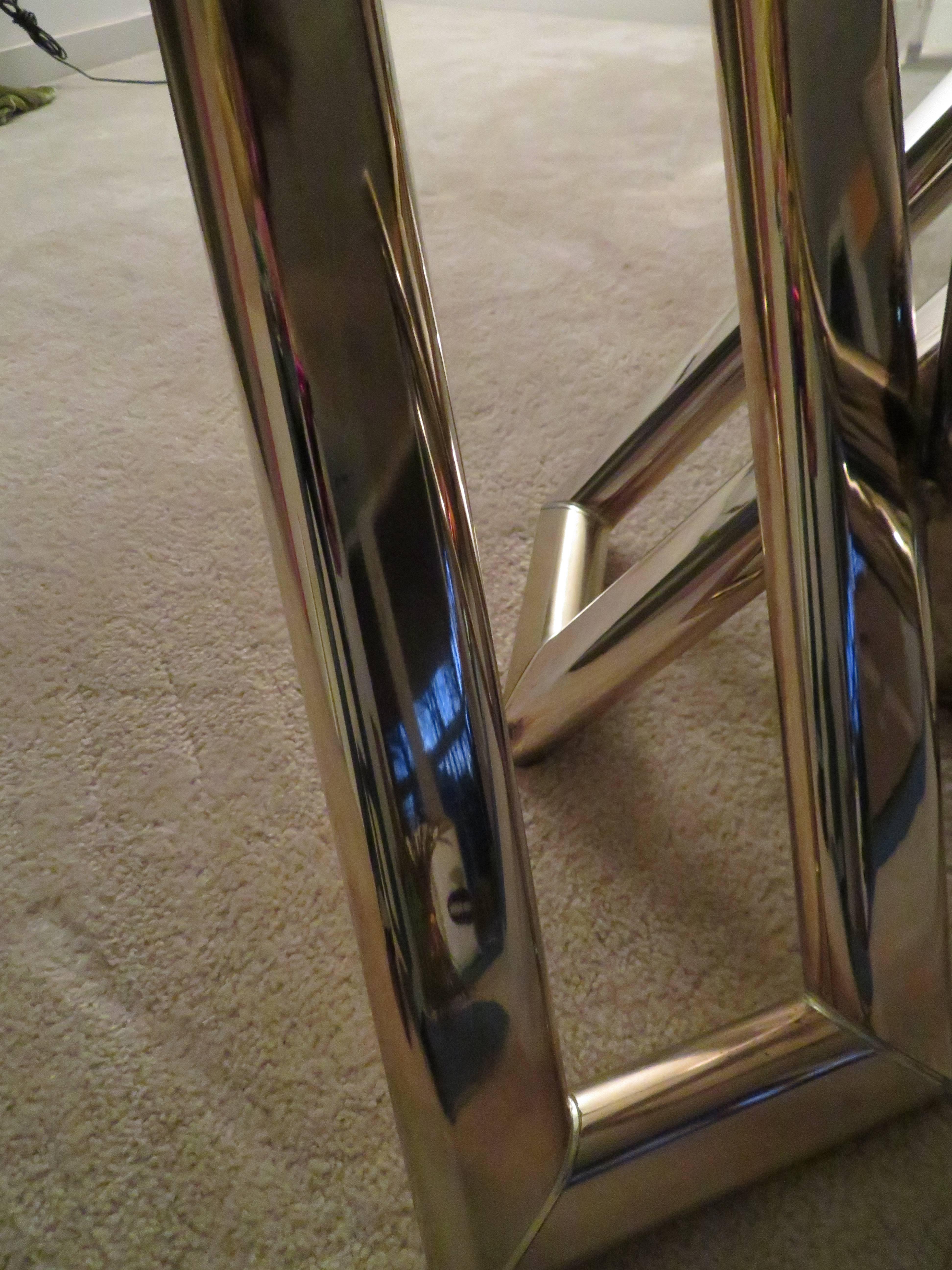 Interesting Pair 1970s Brass Geometric Modern Side Table Mid-Century Modern In Good Condition For Sale In Pemberton, NJ