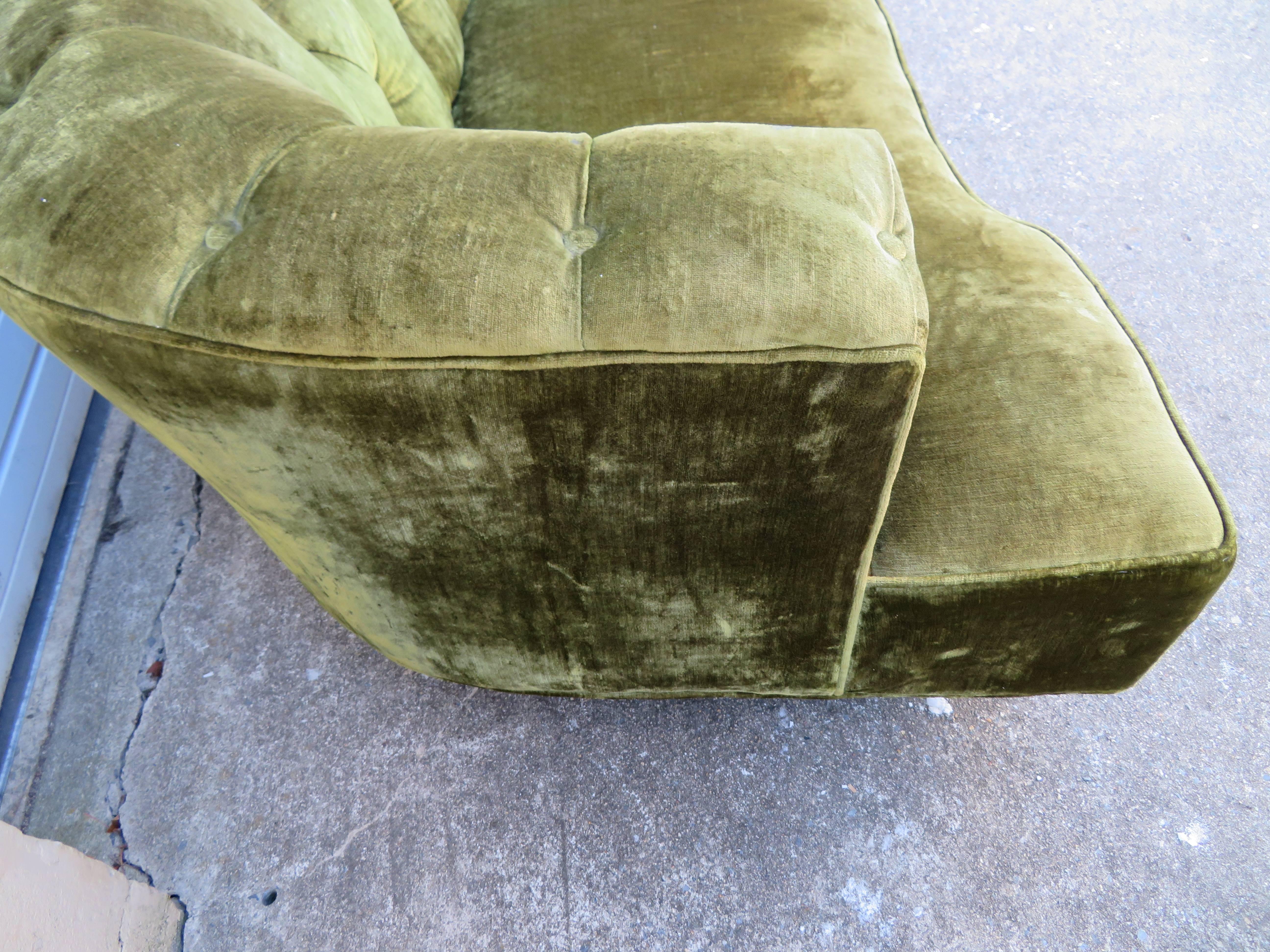 Mid-20th Century Gorgeous Dunbar Style Tufted Curved Sofa Mid-Century Modern