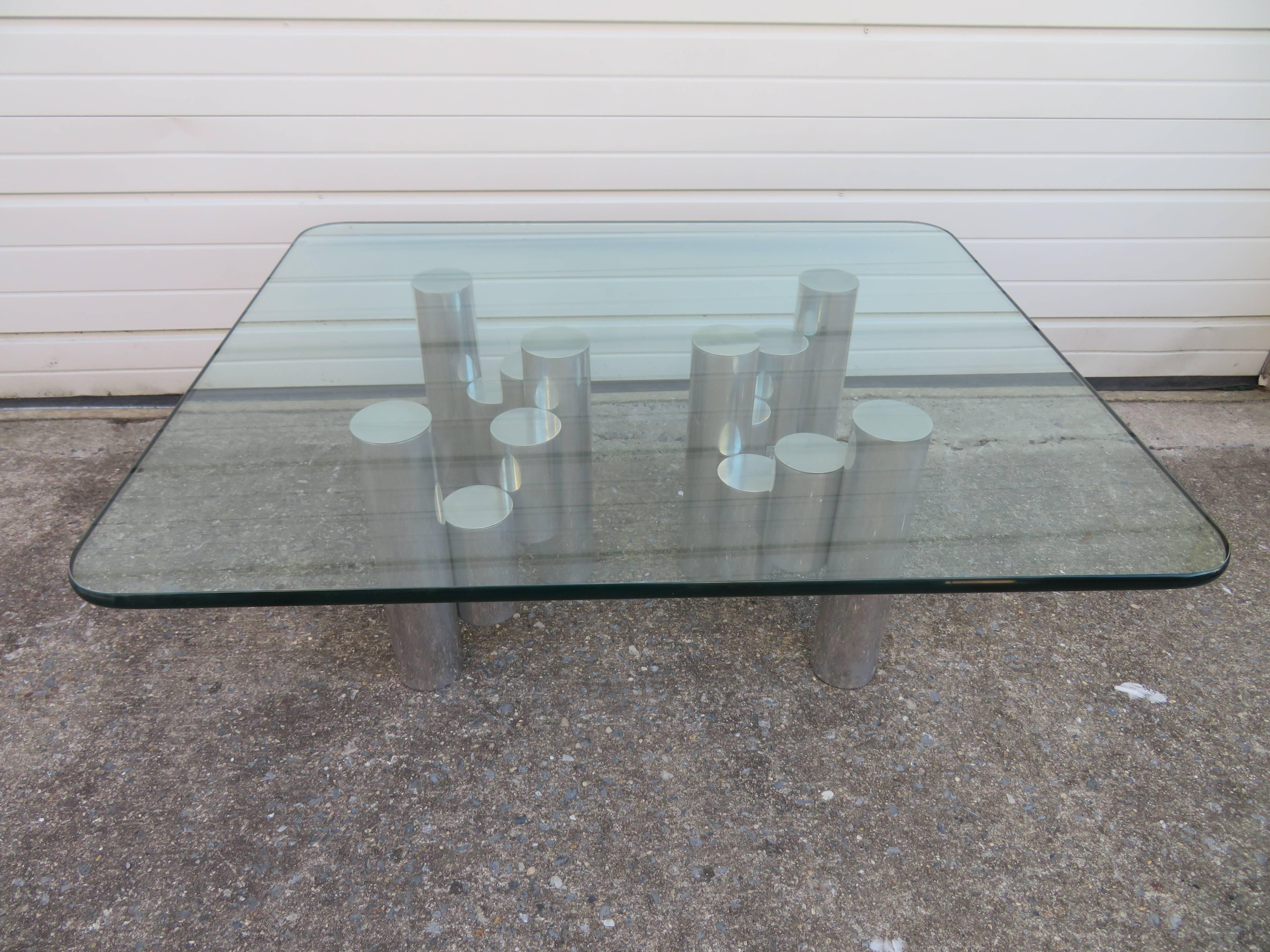 Stunning Paul Mayen Habitat Aluminum Cylinder Coffee Table, Mid-Century Modern For Sale 2