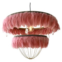 Feather Chandelier in Flamingo Pink  - Bertie -  Hand Made to order in London. 