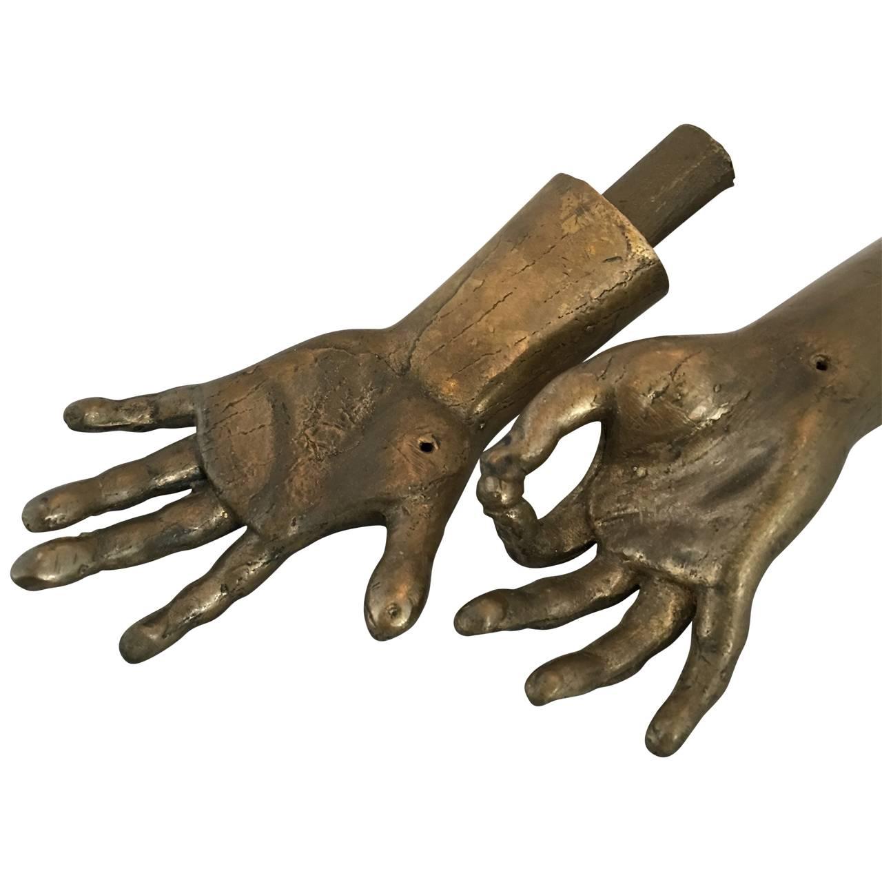Pair of sculptured bronze hands