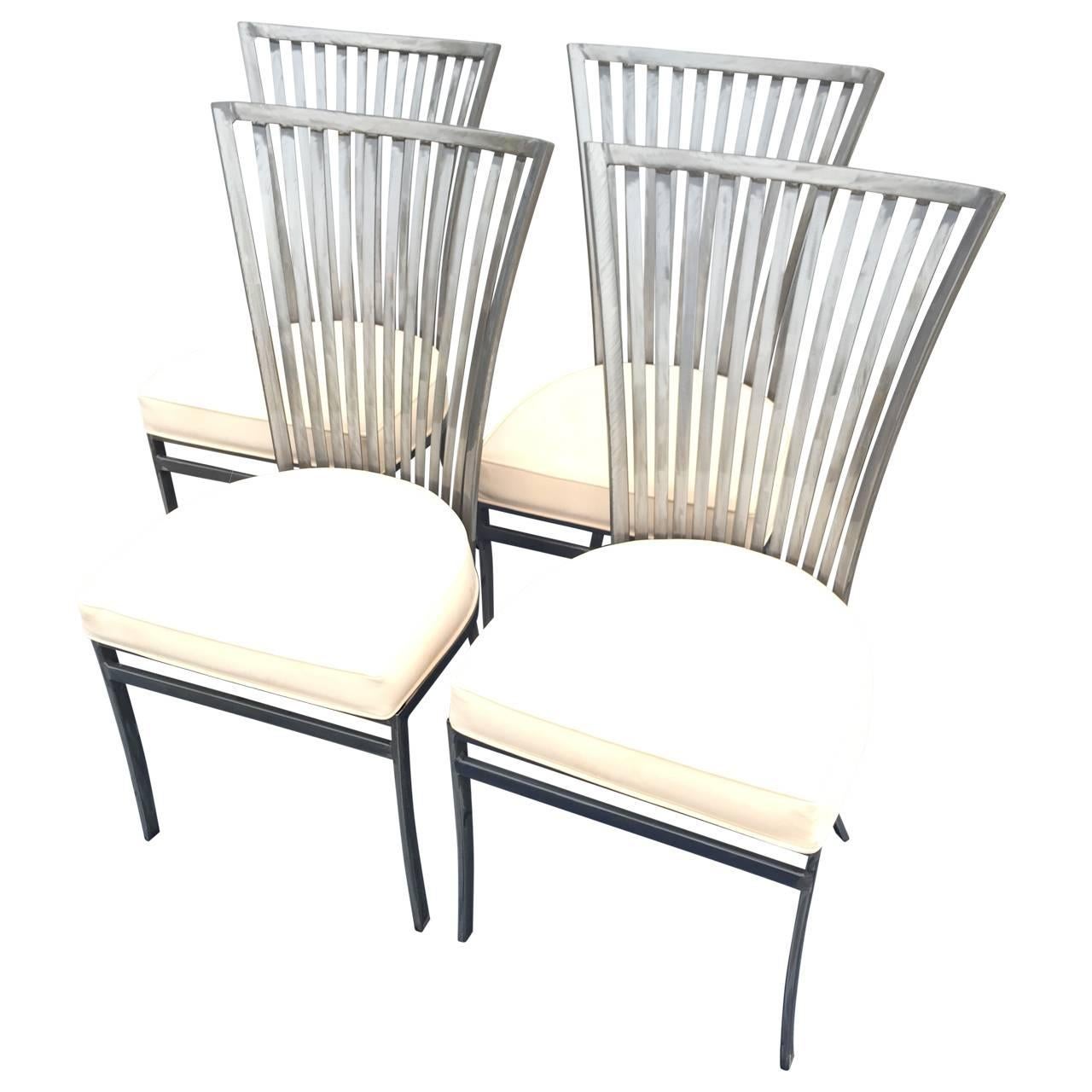 Brushed Set of 8 Mid-Century Dining Chairs