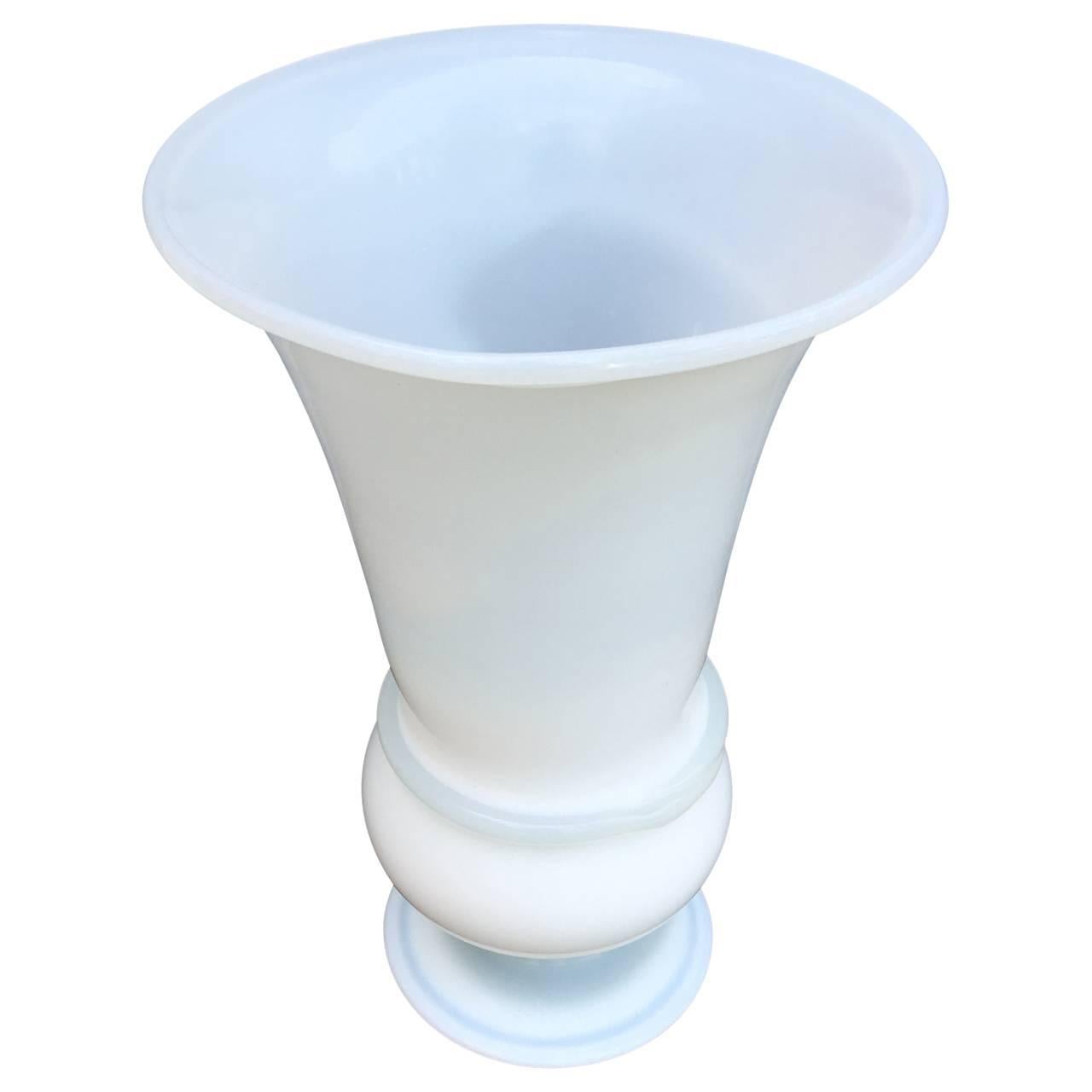 Empire Large White Ivory Colored Opaline Vase