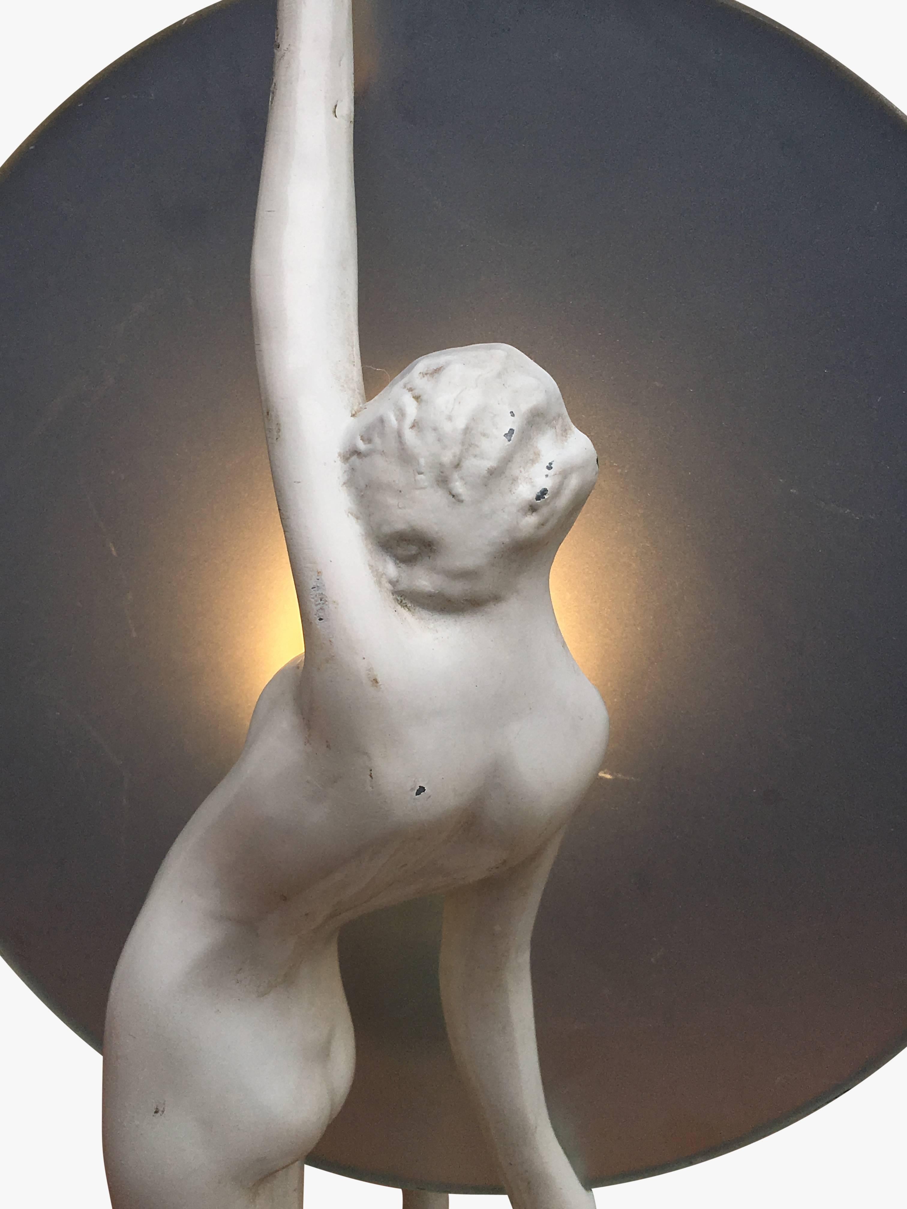 Metal Mid-Century Sculptural Table Lamp Of A Lady