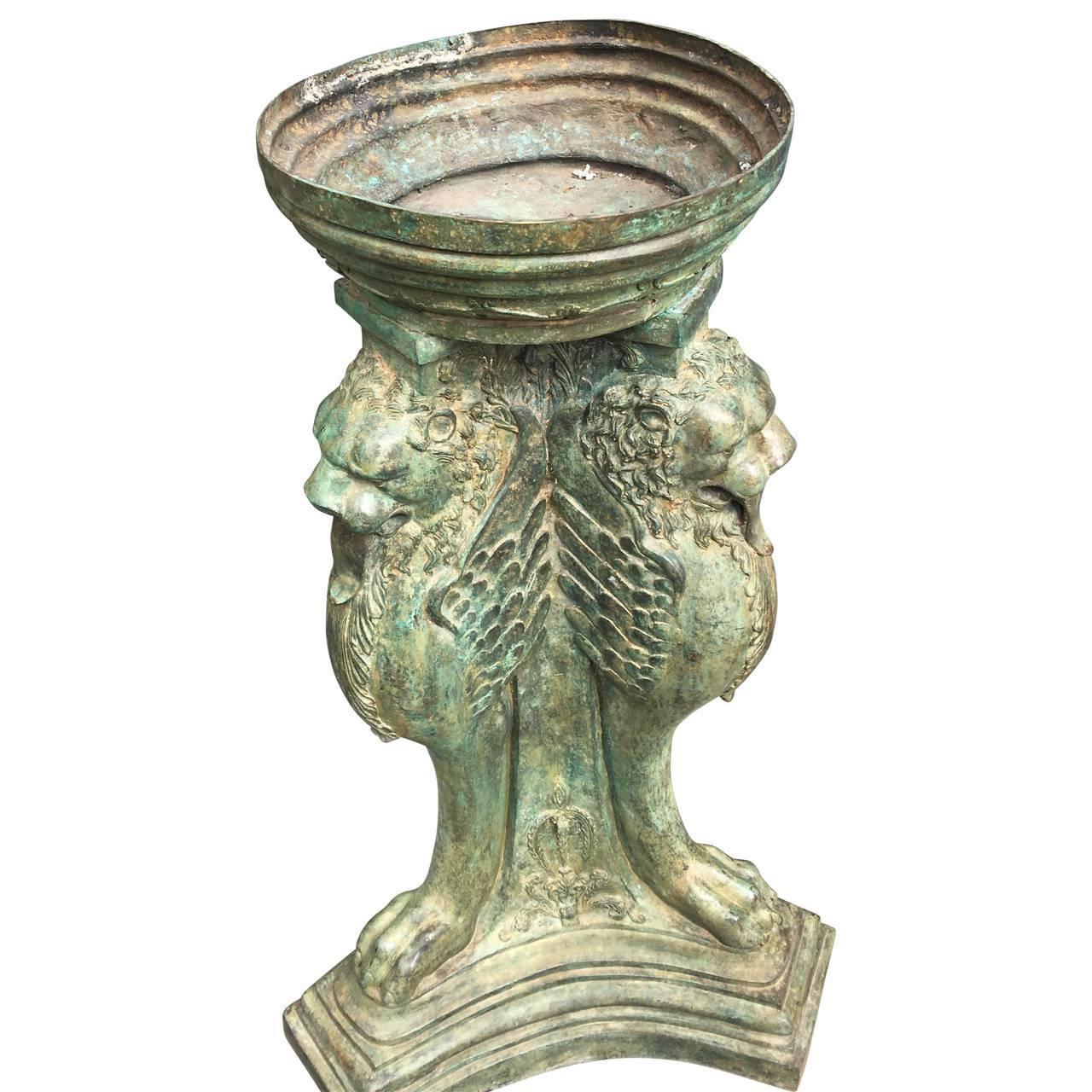 French Pair Of Large Bronze Planters Or Garden Urns