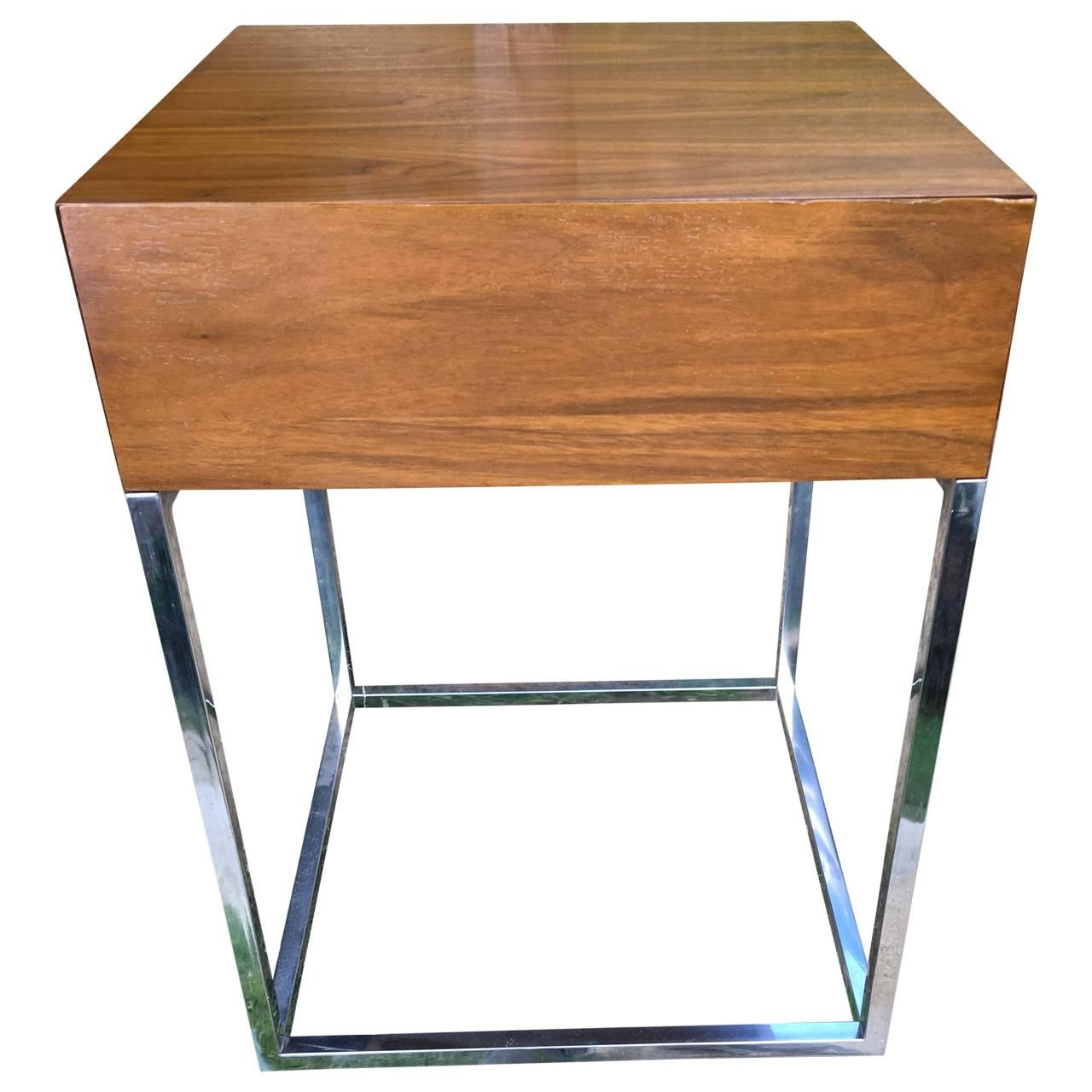 American Modern Side Table on a Chrome Base