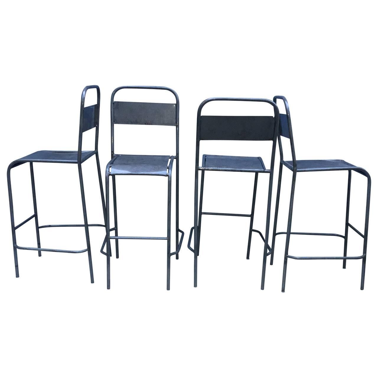 Set of 5 Industrial Bar Stools In Good Condition In Haddonfield, NJ