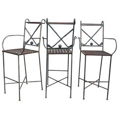 Set of Three Metal Golf Bar Chairs 8
