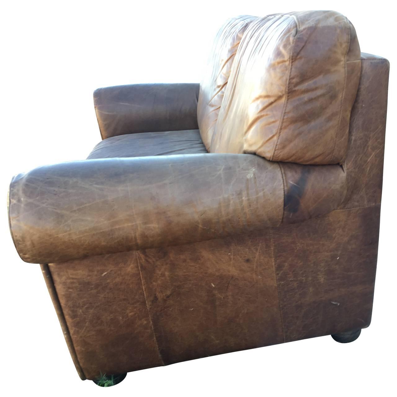 Italienisches Leder-Sofa (Moderne der Mitte des Jahrhunderts) im Angebot