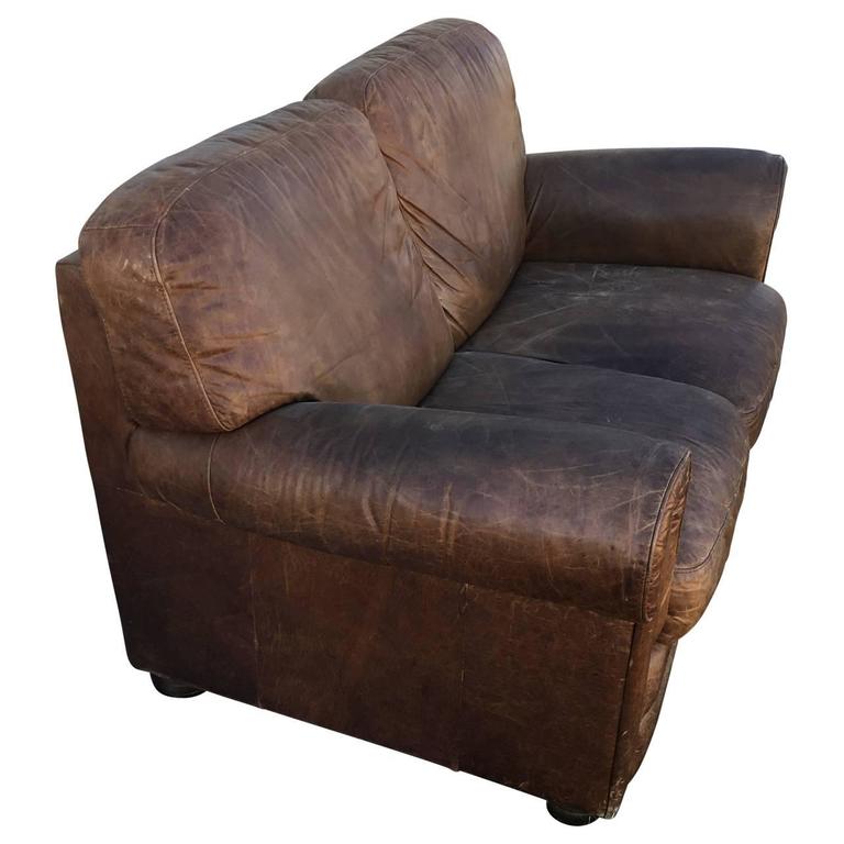 Italian Leather Sofa In Good Condition For Sale In Haddonfield, NJ