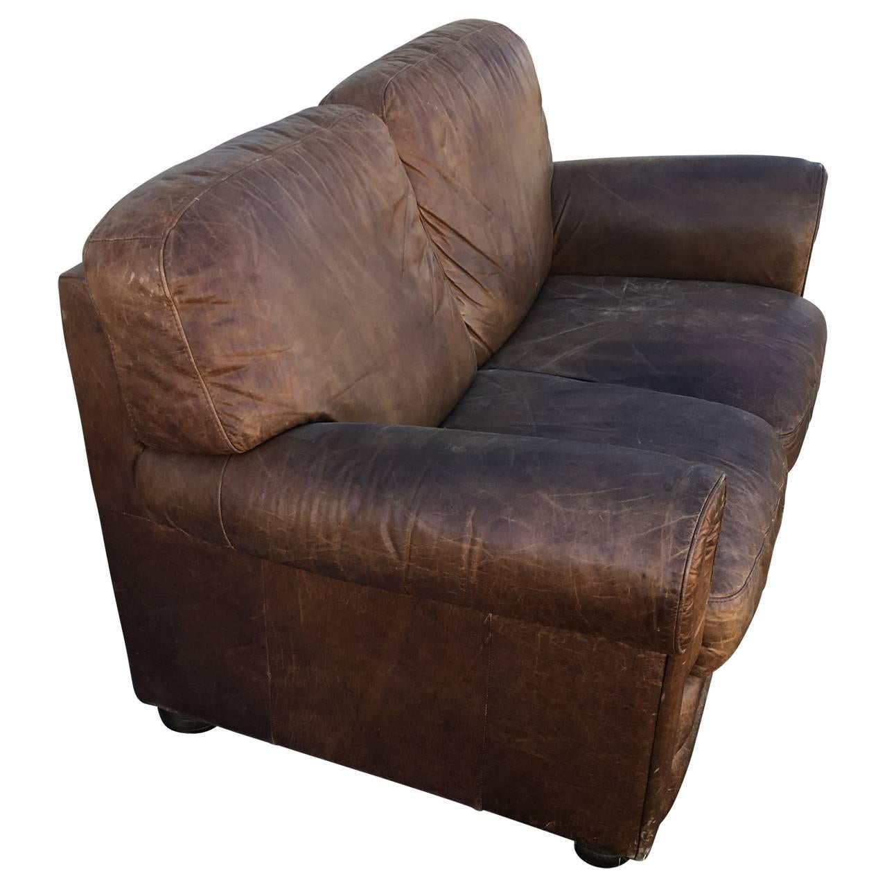 Italienisches Leder-Sofa im Zustand „Gut“ im Angebot in Haddonfield, NJ