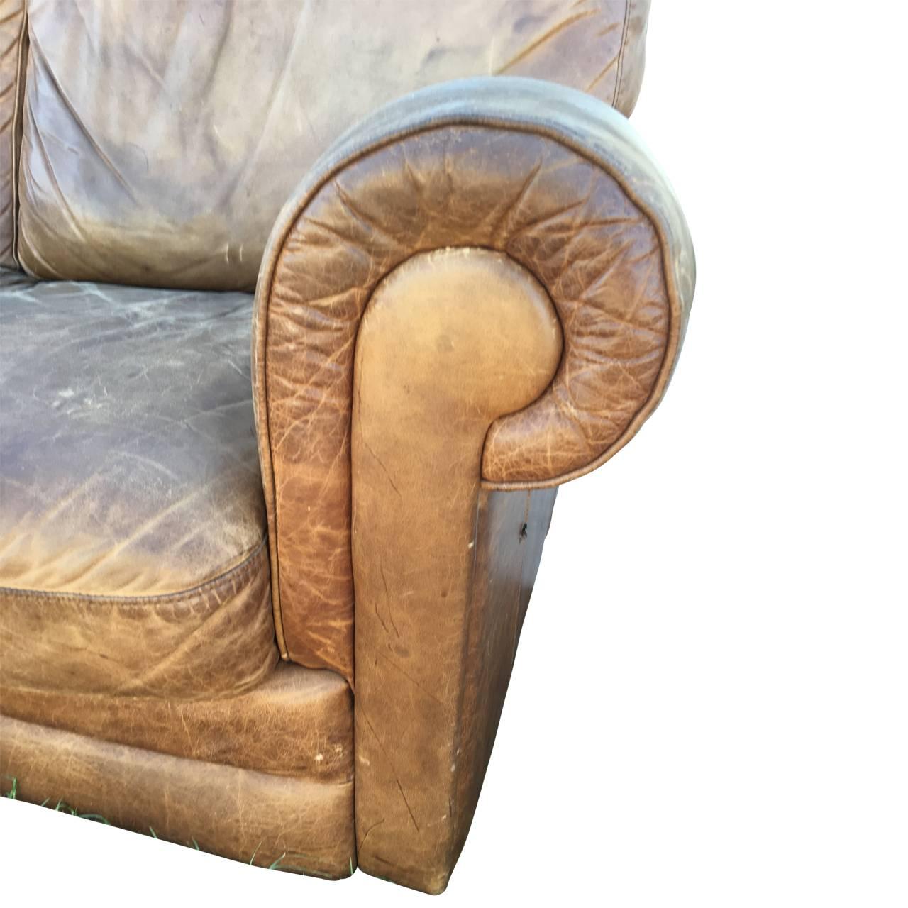 Italian Leather Sofa In Good Condition For Sale In Haddonfield, NJ