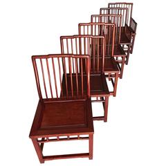 Set of Six Elegant Chinese Hardwood Dining Room Chairs