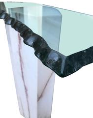 Mid-Century Modern Octagon Glass-Top Marble Console