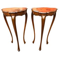 Pair of Italian Rococo Fruitwood Side Tables