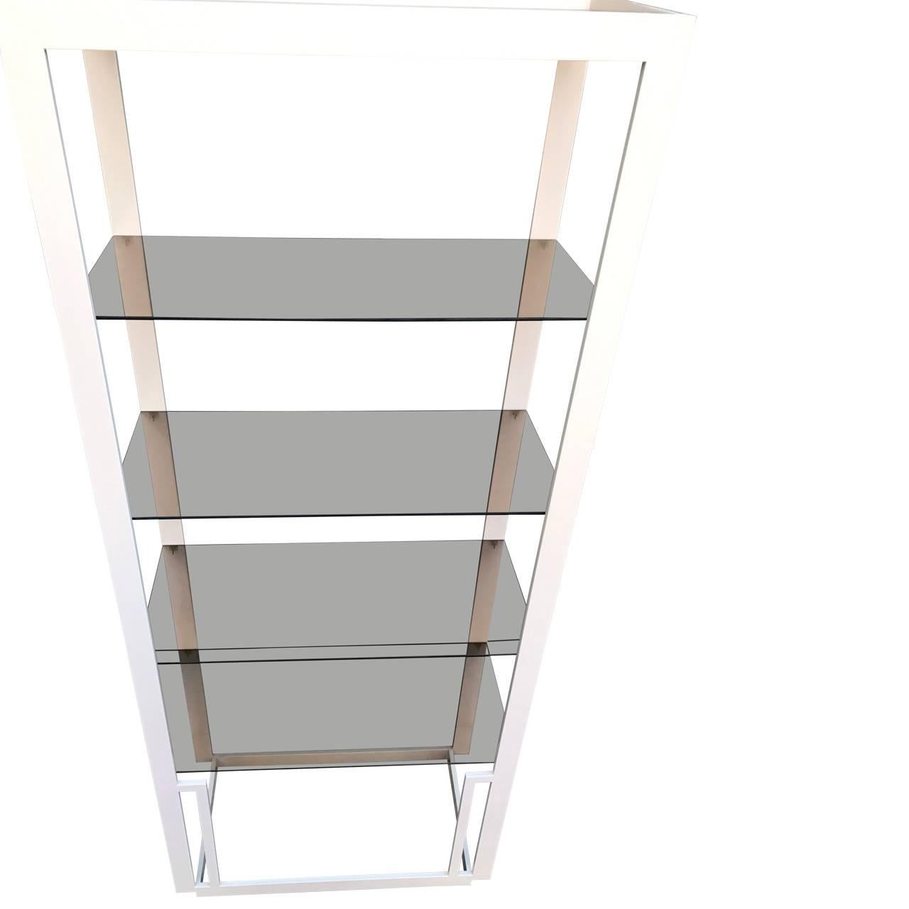 American Mid-Century Modern Brass Etagere Painted White For Sale