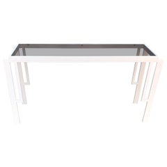 Console Vintage Midcentury en laiton peint en blanc