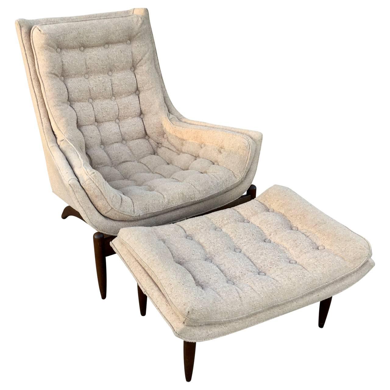 high back lounge chair with ottoman