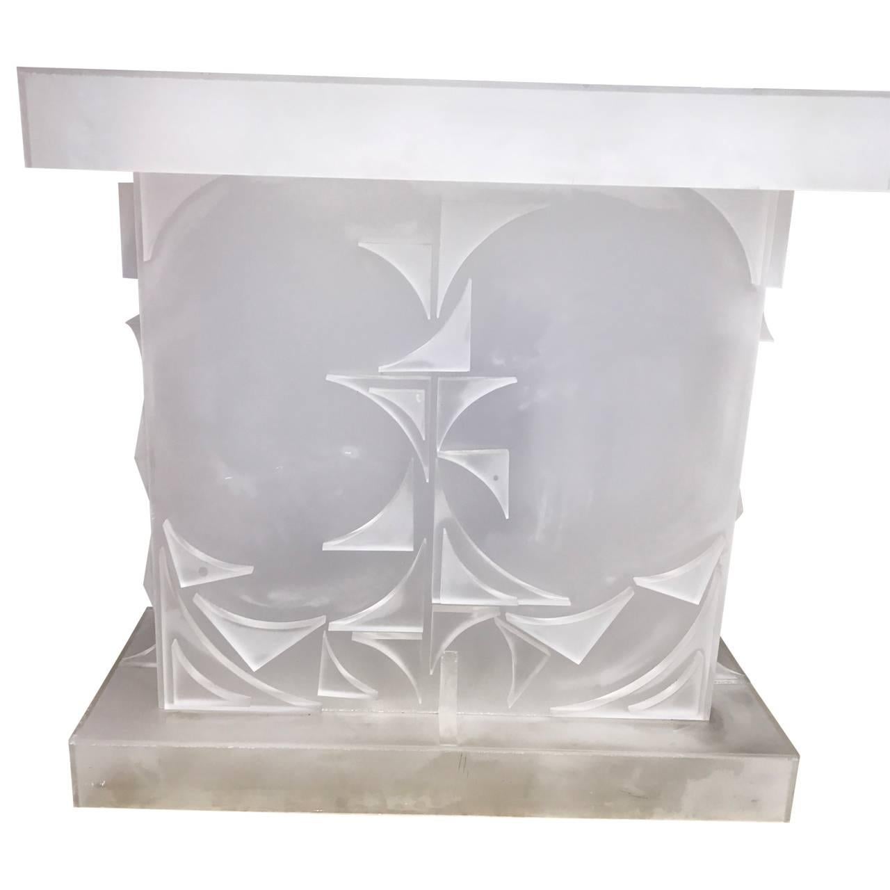 Frosted Mid-Century Modern Lucite Console Table