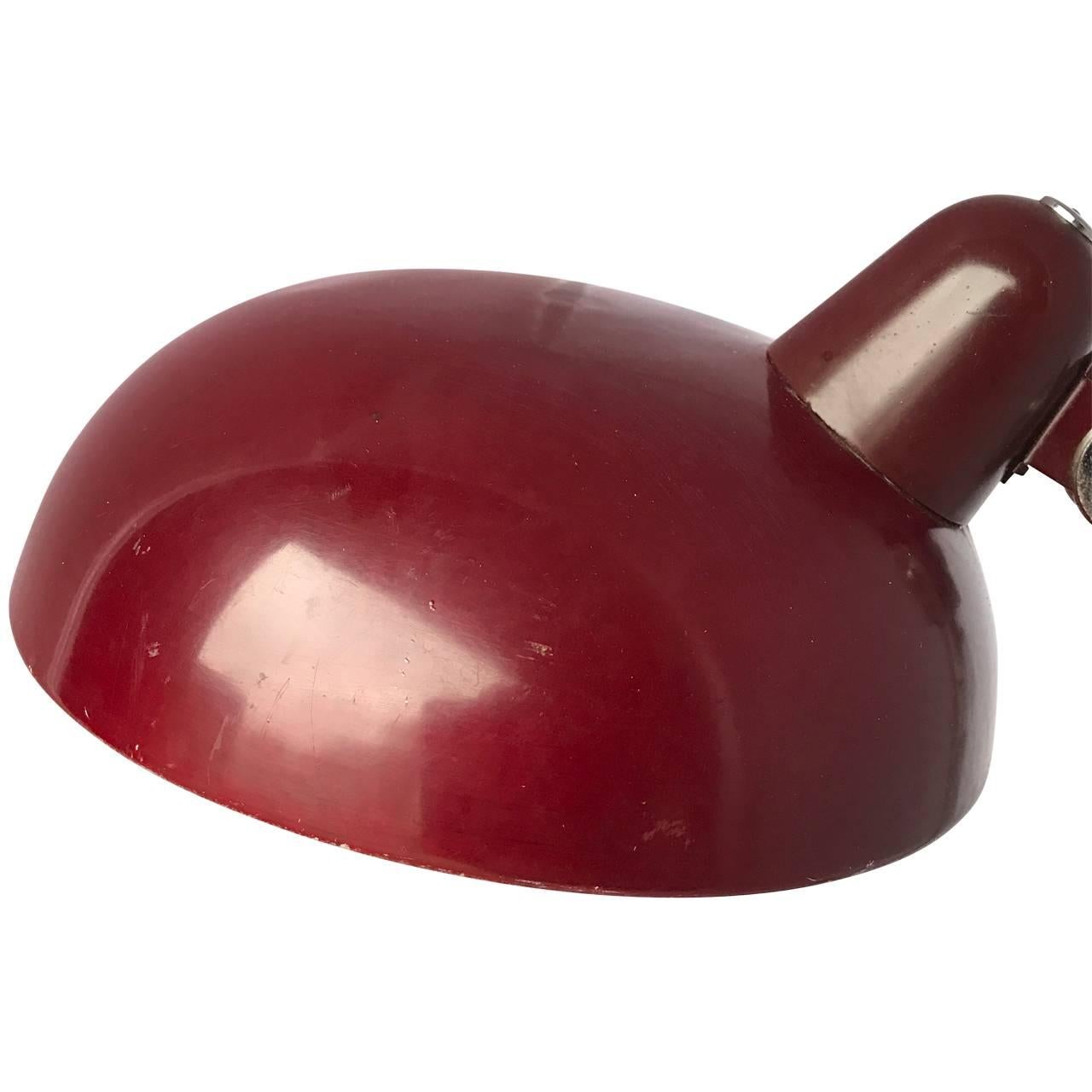 Italian Oxblood Red Mid-Century Modern Desk Lamp In Good Condition In Haddonfield, NJ