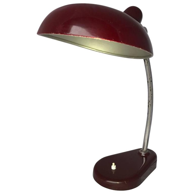 Metal Italian Oxblood Red Mid-Century Modern Desk Lamp For Sale