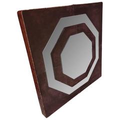 Miroir en daim moderne du milieu du siècle dernier par Schlesinger Brothers