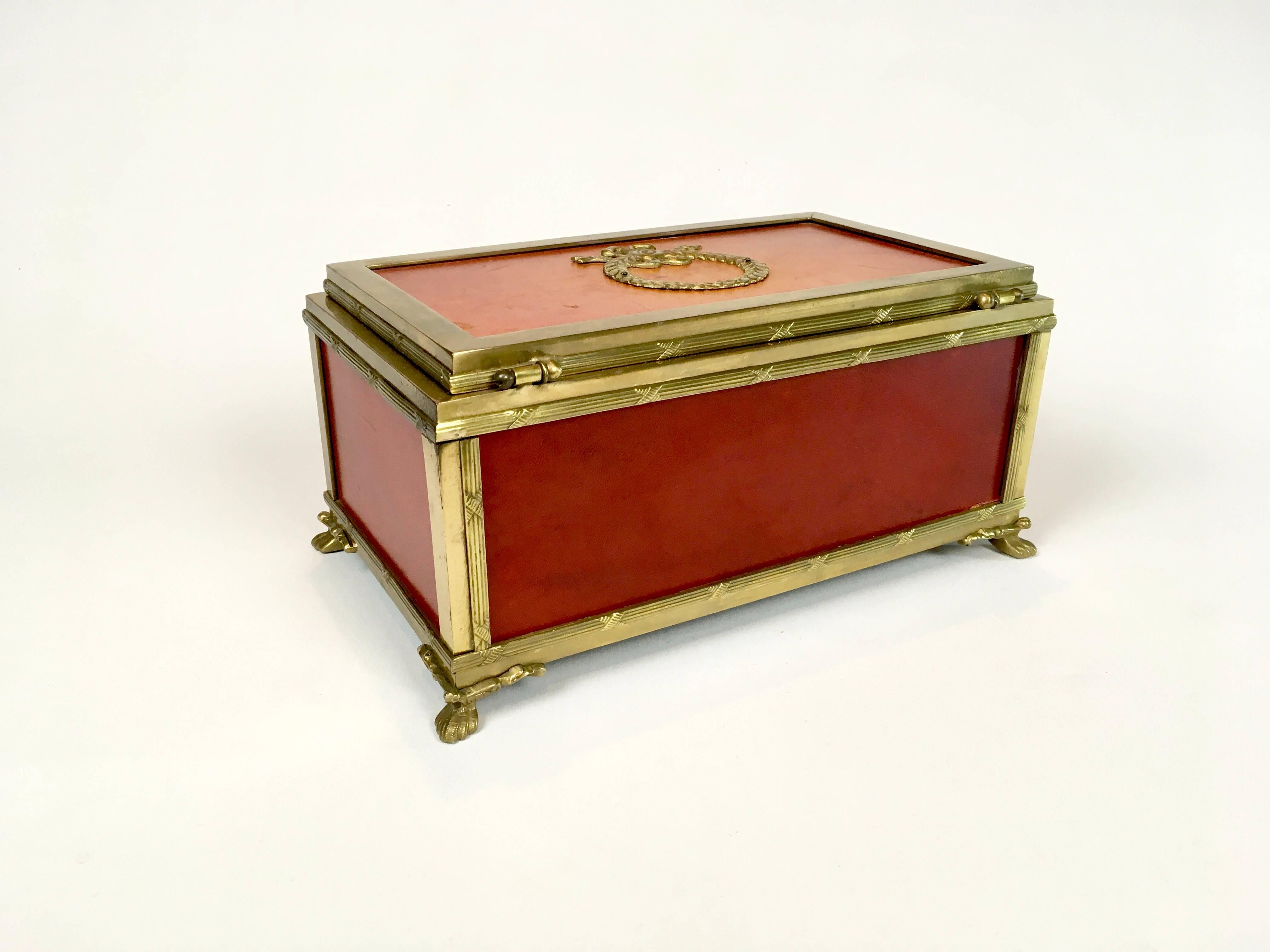 Italian Napoleon Brass and Leather Box