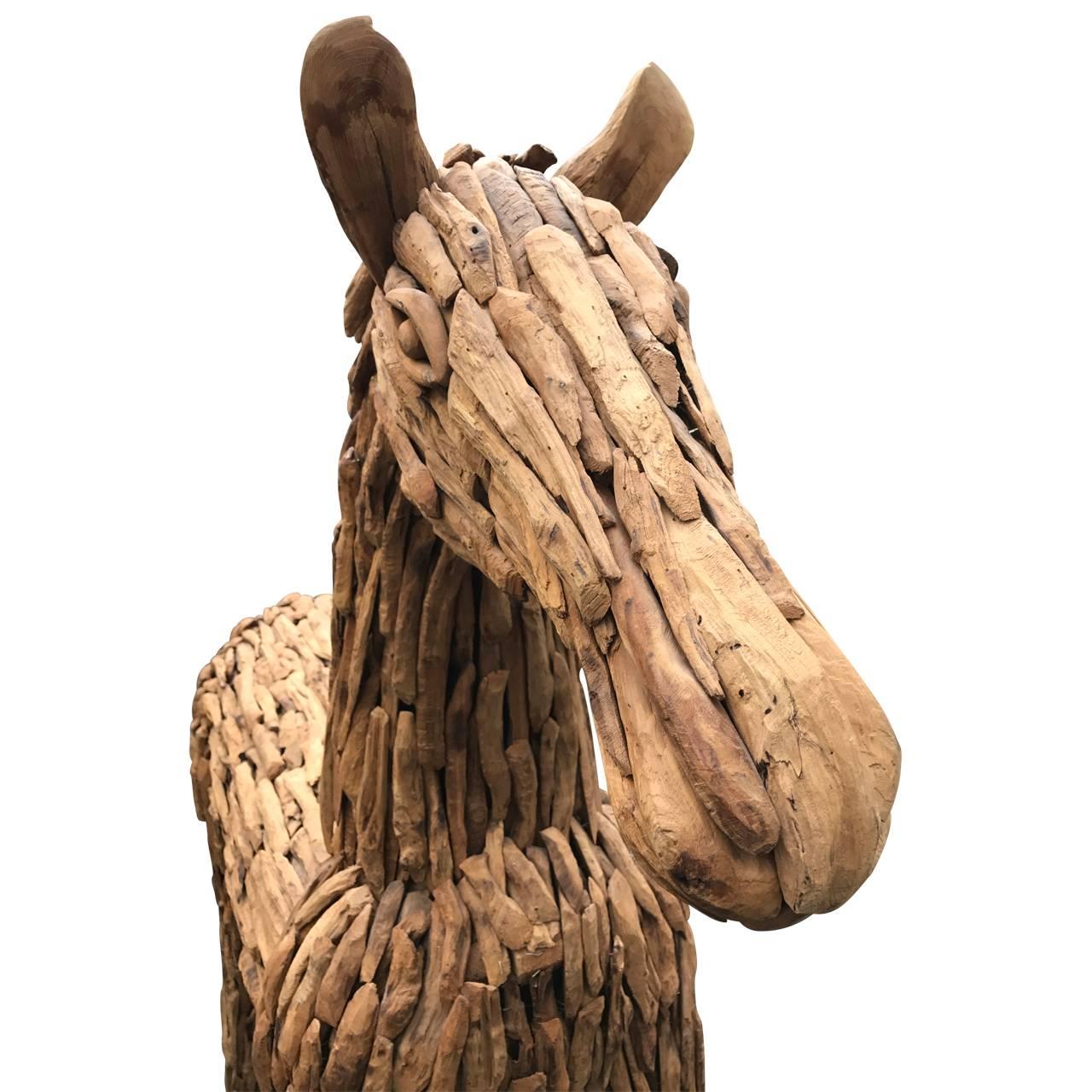 American Craftsman Lifesize Reclaimed Wood Equine Sculpture