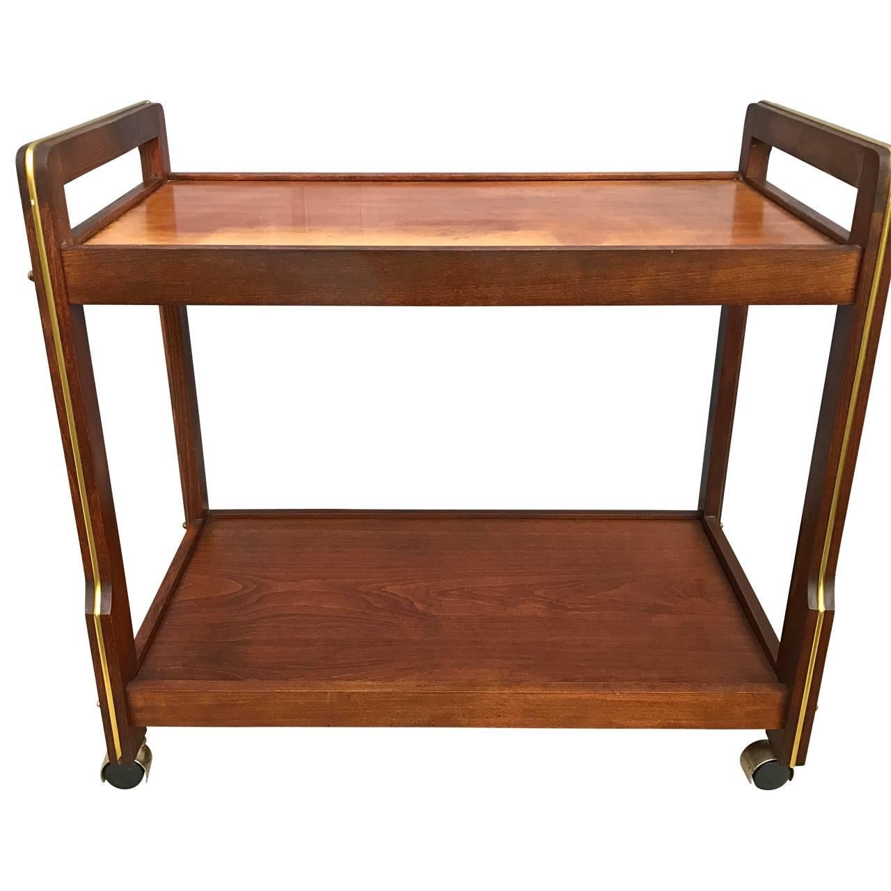 Mid-Century Wooden Bar Cart For Sale