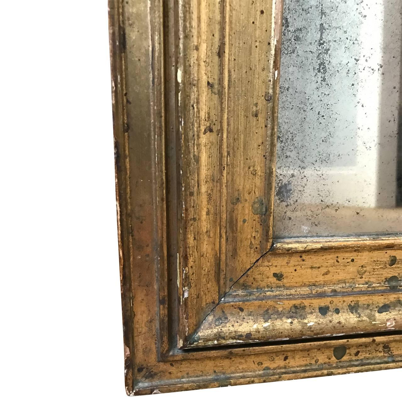 Gilt Square 19th Century Empire Wall Mirror In Gilded Frame