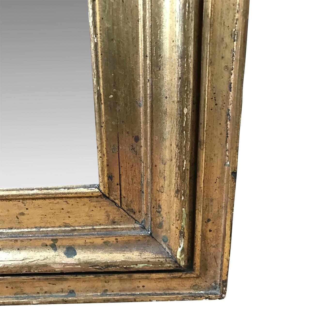 Danish Square 19th Century Empire Wall Mirror In Gilded Frame