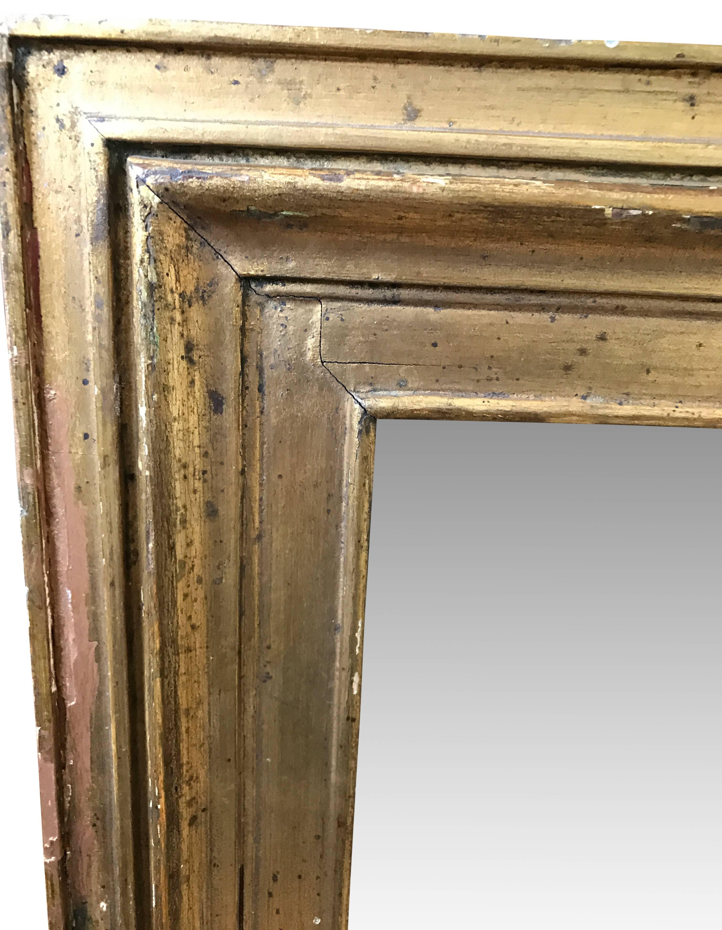 Square 19th Century Empire Wall Mirror In Gilded Frame In Good Condition In Haddonfield, NJ