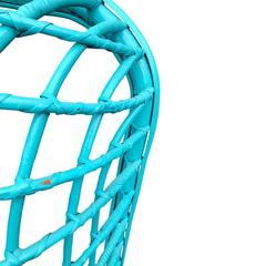 Vintage Turquoise Painted Rattan Garden Swing Lounge Chair