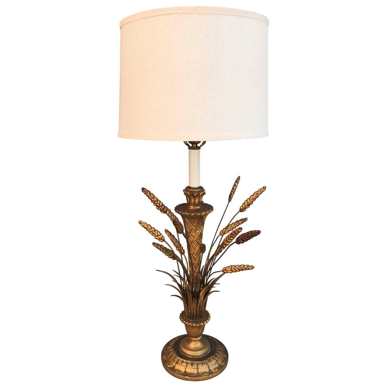 Brass Hollywood Regency  Frederick Cooper Gilded Wheat Sheaf Table Lamp