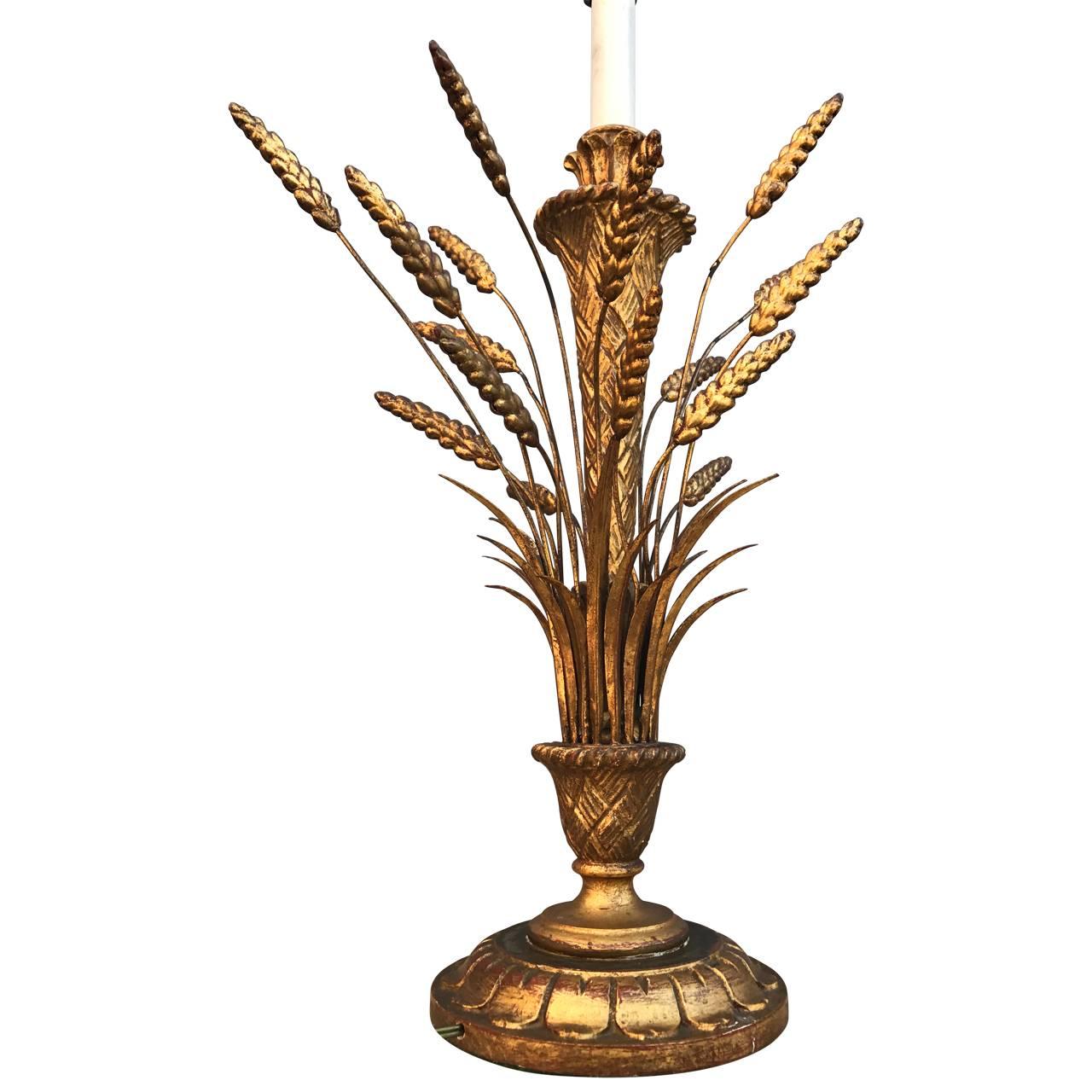 20th Century Hollywood Regency  Frederick Cooper Gilded Wheat Sheaf Table Lamp