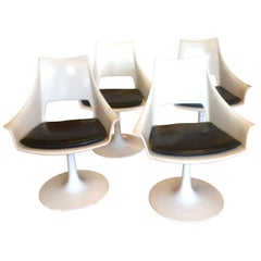 Set of Four White Mid-Century Modern Chairs