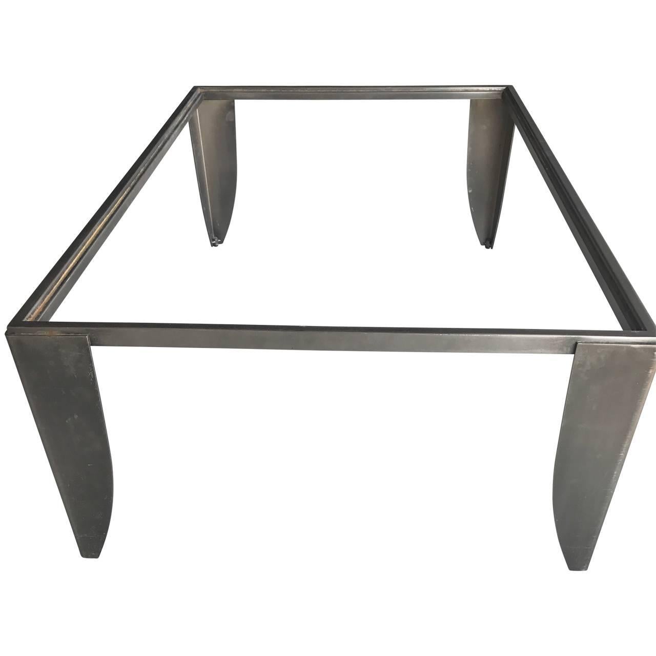 Stainless Steel Modern Steel And Glass Top Cocktail Table