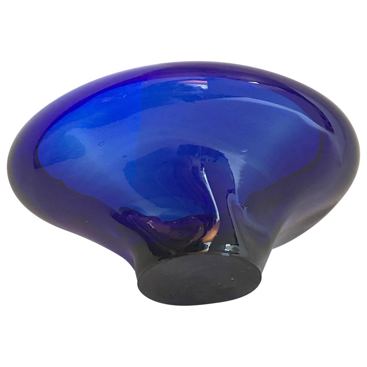 large cobalt blue glass bowl