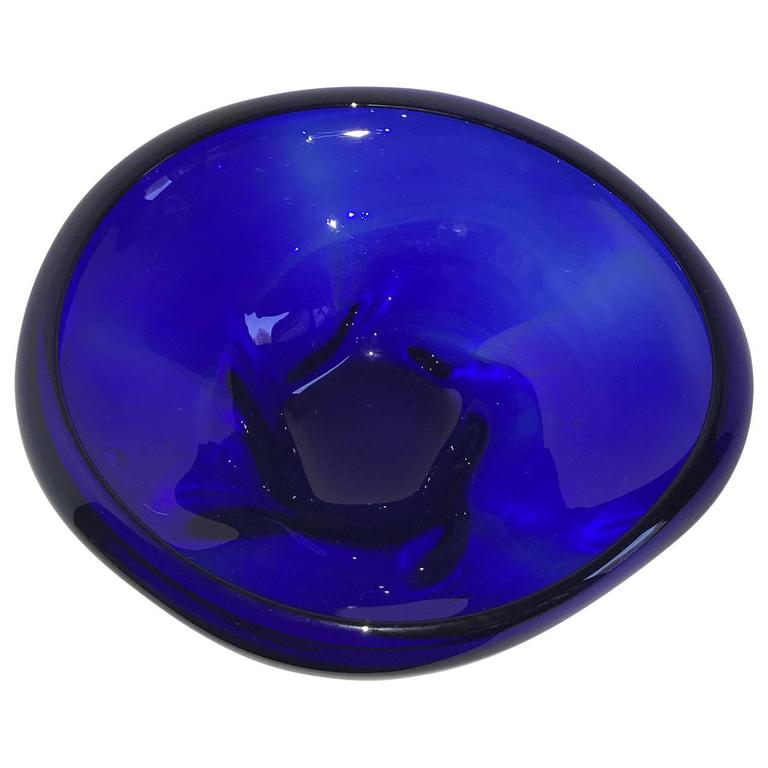 Cobalt Blue Glass Bowl On Stand at 1stDibs blue glass bowls, blue