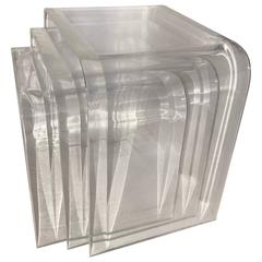 Set of Mid-Century Bevel-Edged Lucite Nesting End Tables 9